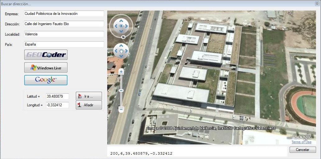 Google Earth 3D integrado en el geocoder y comparación con Ms Virtual Earth. 