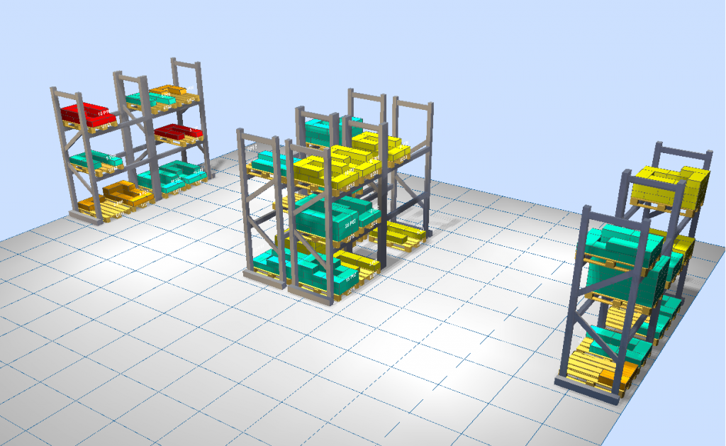 LLOG - almacén 3D coloreado por clasificación ABC
