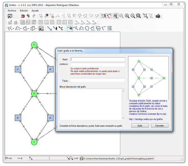 Grafos es un software gratuito para el aprendizaje de teoría de grafos