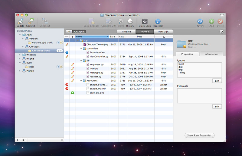 Versions - cliente subversion para Mac OS X