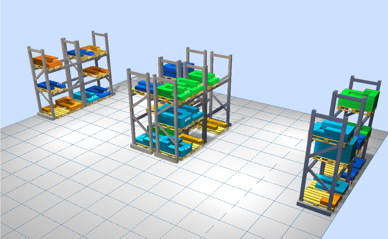 LLOG - almacén 3D coloreado por rotación y gradiente térmico