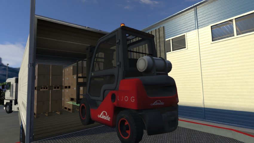 LLOG VR simulando la carga y descarga de un camión en realidad virtual