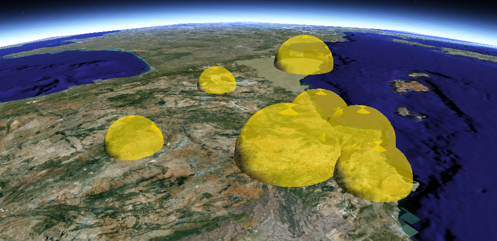 Representación de objetos 3D con tamaños proporcionales a la importancia de los nodos en una cadena de suministro (Supply Chain 3D Analysis).
