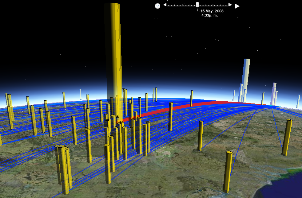 Representación de objetos 3D con tamaños proporcionales a la importancia de los nodos en una cadena de suministro (Supply Chain 3D Analysis). 