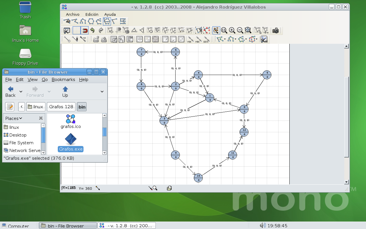 Grafos para GNU/Linux compilado con Mono 1.9.1