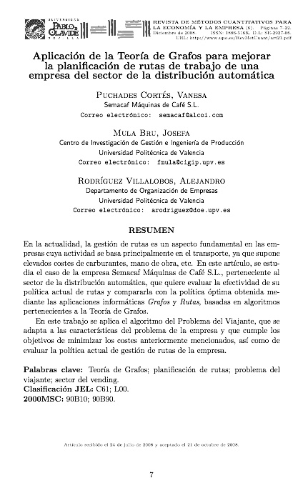 Artículo Rutas vending