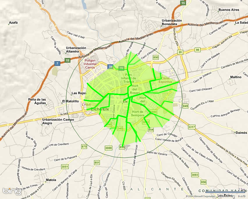Mapa de accesibilidad en Elx