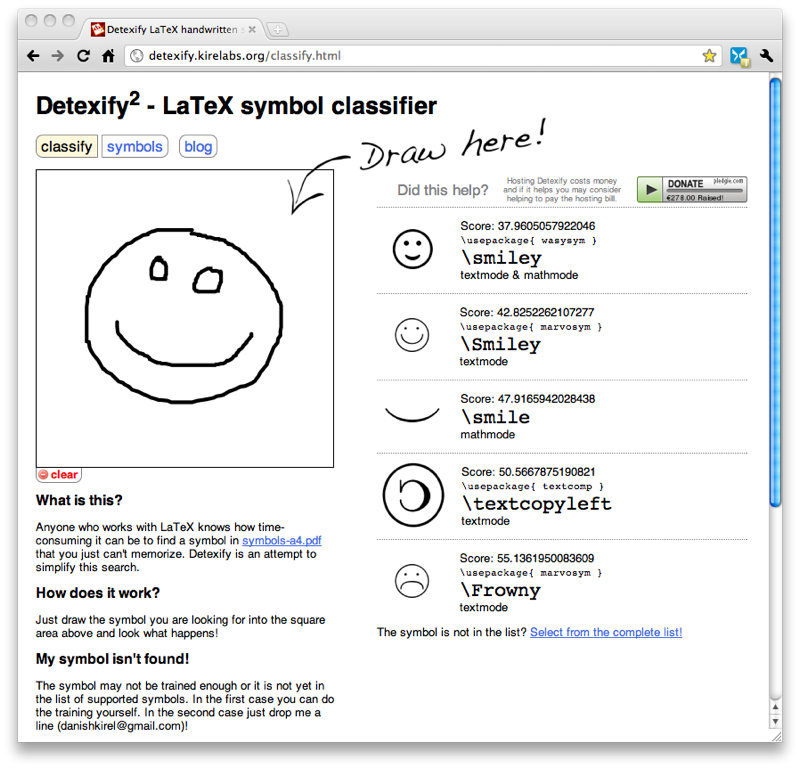 searching latex symbols