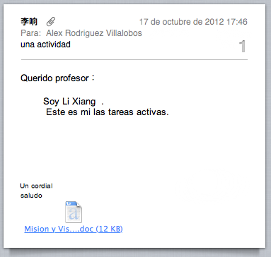 mail de un alumno chino