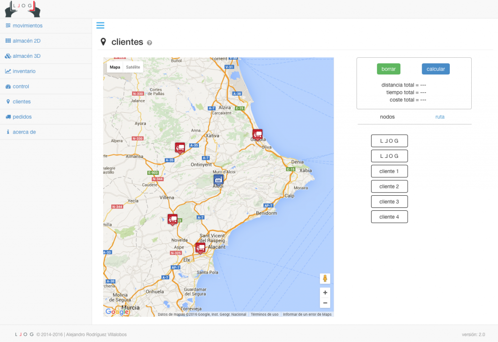 LLOG - la empresa y los clientes geolocalizados