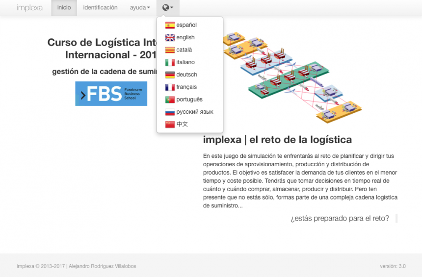 implexa v.3 permite personalizar el idioma de su interfaz