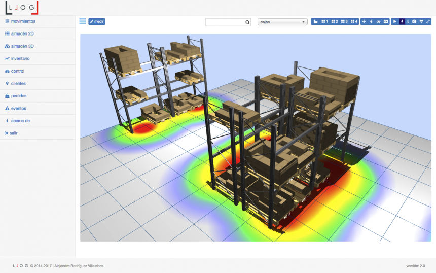 LLOG - mapa de intensidad de la actividad del almacén 3D