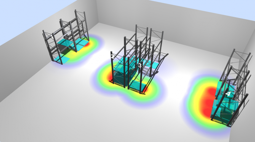 mapa 3D de la actividad de las ubicaciones