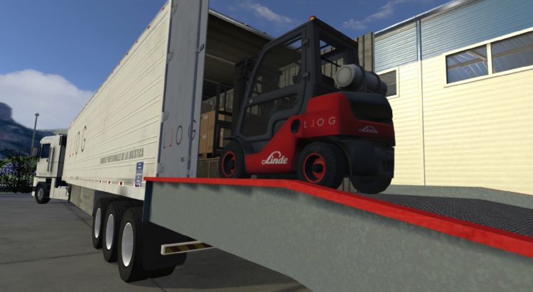 LLOG VR simulando la carga y descarga de un camión en realidad virtual