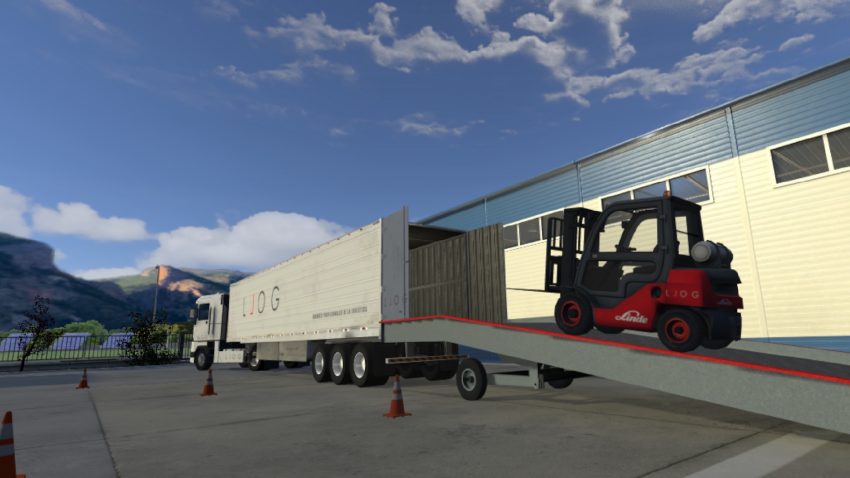 LLOG VR simulando la carga y descarga de un camión en realidad virtual
