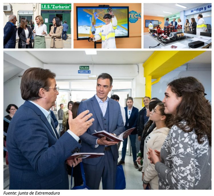 Visita del presidente del Gobierno y la ministra de Educación y FP al centro donde está instalado LLOG VR