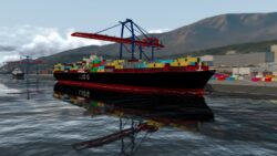 Vista de la terminal de contenedores de LLOG Port, simulador educativo en desarrollo.